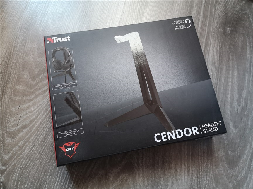 The box of the Trust GXT 260 Cendor Headset Stand