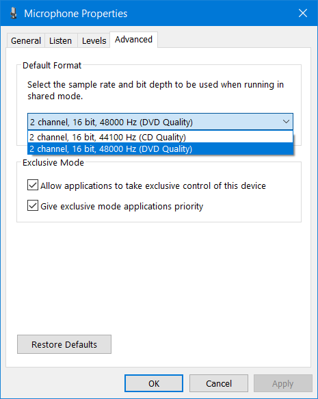 The advanced settings available for Trust GXT 256 Exxo