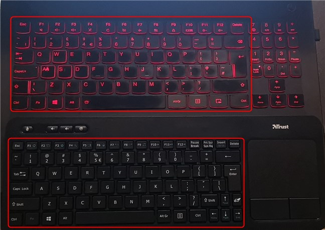 A laptop keyboard vs. Trust Veza