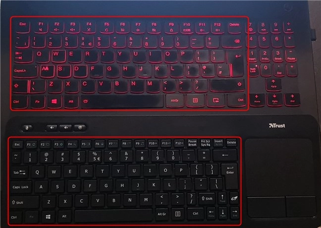 A laptop keyboard vs. Trust Veza