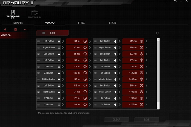 Creating a macro action for the ASUS TUG Gaming M5 mouse