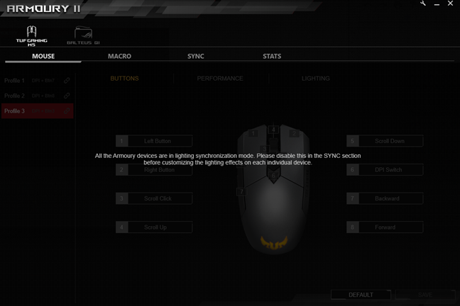 Aura Sync bug in the ASUS Armoury II software