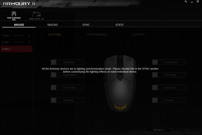Aura Sync bug in the ASUS Armoury II software