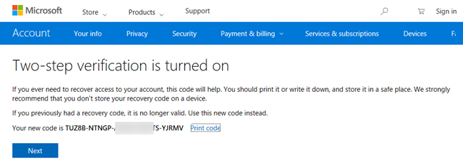 Microsoft, account, two-step verification, Authenticator