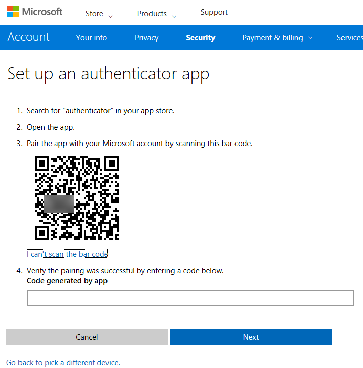 microsoft account verification code text