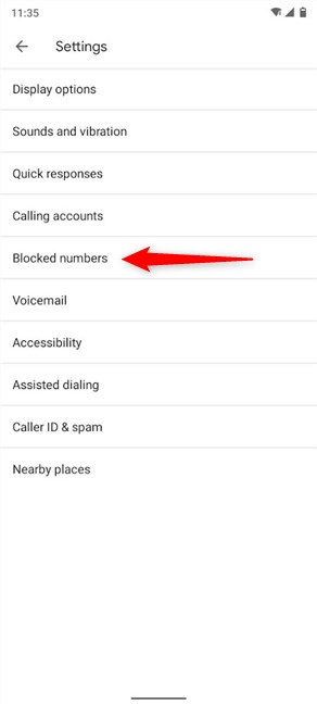 Access Blocked numbers