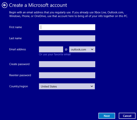 Windows 8.1, PC Settings, upgrade, user account, local, Microsoft