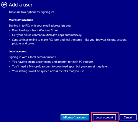 Windows 8.1, user, accounts, new, local, Microsoft, switch, create