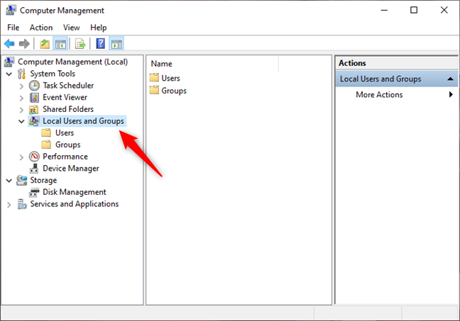 Local Users and Groups in Computer Management