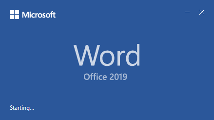 Starting Word in Office 2019