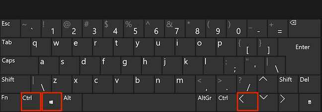 Simultaneously press the Ctrl, Windows, and Left Arrow keys