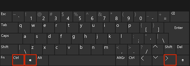 Press the Ctrl, Windows, and Right Arrow keys simultaneously