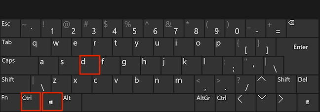 Press the Ctrl, Windows, and D keys simultaneously