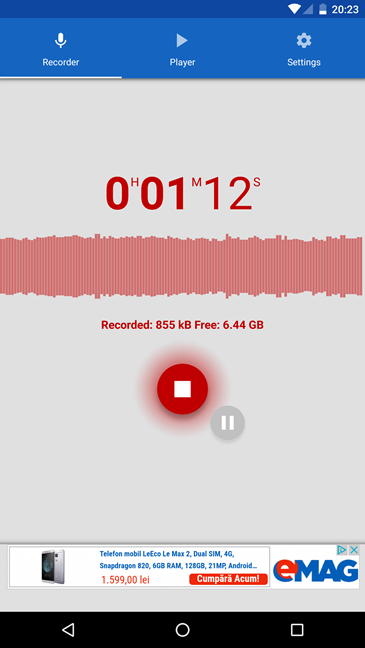 Voice recorder, Android