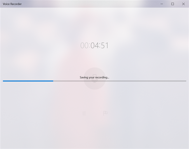Wait while your recording is being saved