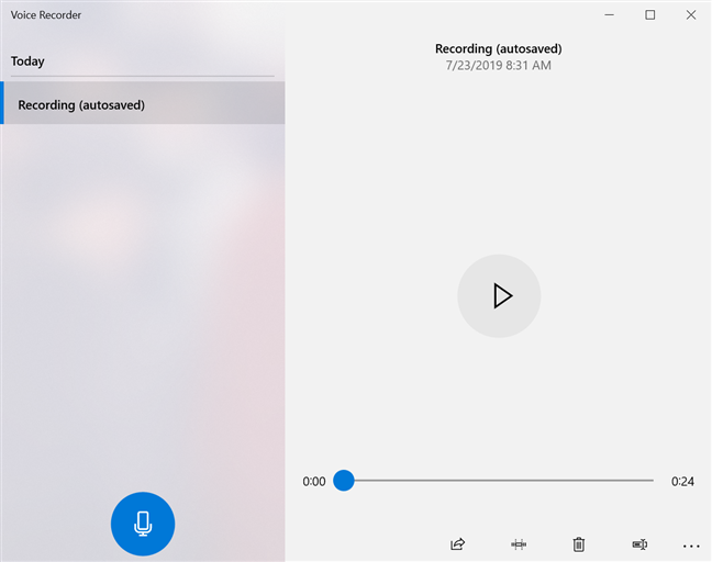 Your recording is autosaved when the Voice Recorder closes