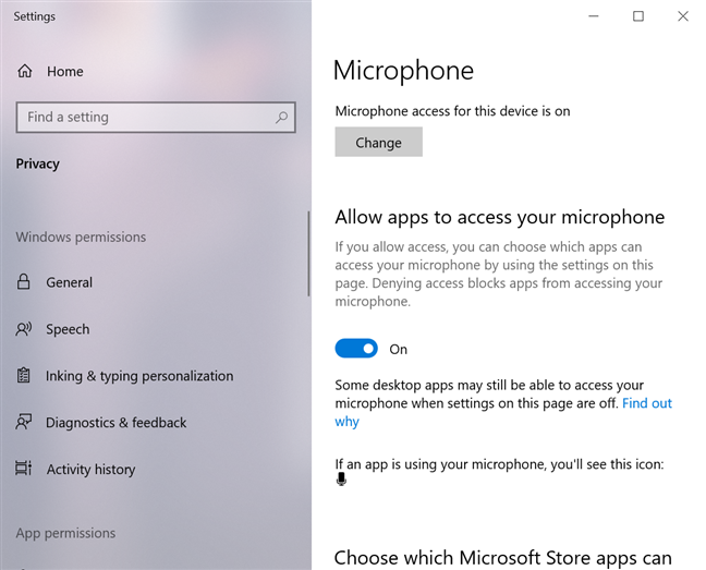 Allow apps to access your microphone