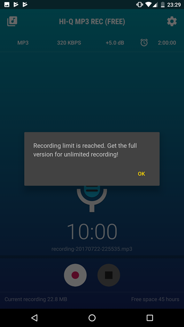 Voice recorder, Android