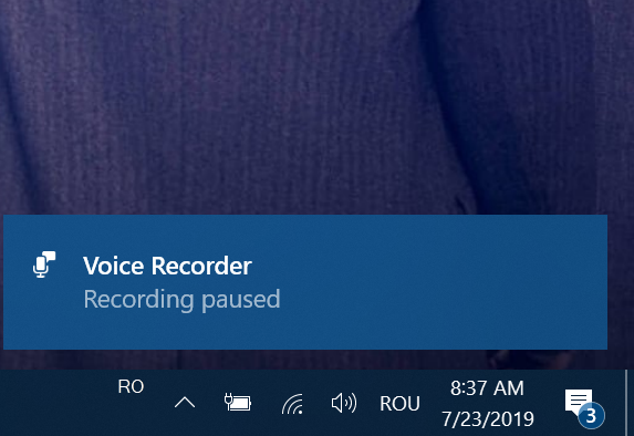 A notification lets you know your recording is paused