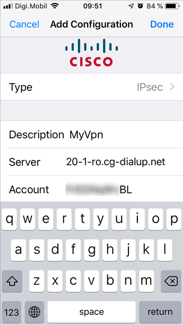 Creating a VPN connection on an iPhone