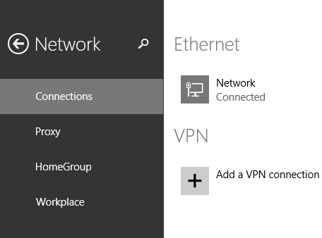 Windows 8.1, VPN, Network, Connection, Configure, PC Settings