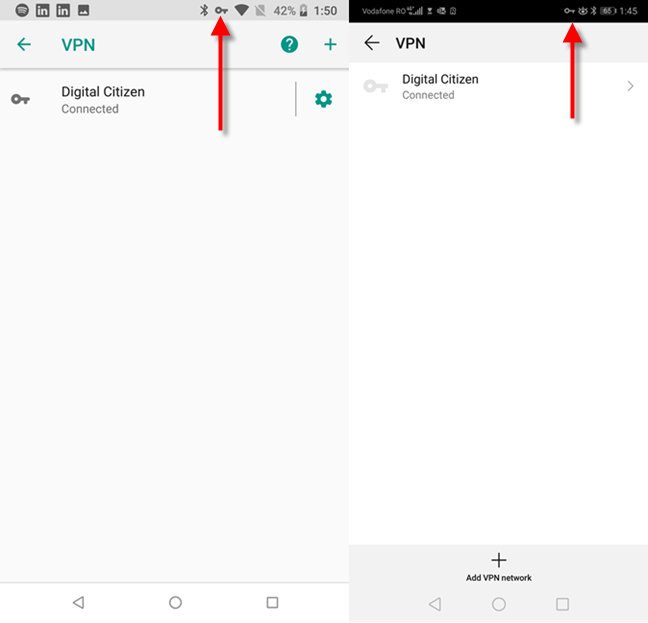 How to tell when you are connected to a VPN in Android