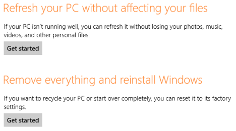 Windows 8 security features - Refresh and reset