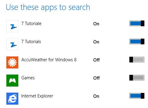 Search, Apps, Windows 8