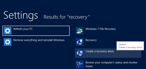 System Recovery, USB Memory Stick, Flash Drive, Recovery Media Creator, Windows 8, Windows 8.1