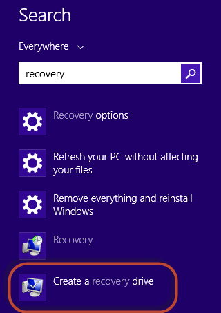 System Recovery, USB Memory Stick, Flash Drive, Recovery Media Creator, Windows 8, Windows 8.1