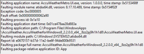 Windows 8, app crash, AMD, ATI, 0xc0000005