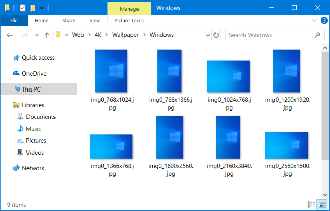The location of Windows 10 wallpapers for the Desktop & Lock Screen