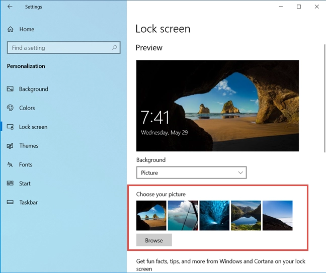 The Windows 10 Lock Screen pictures