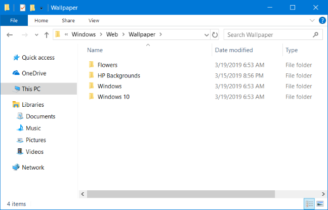 Folders with Windows 10 wallpapers