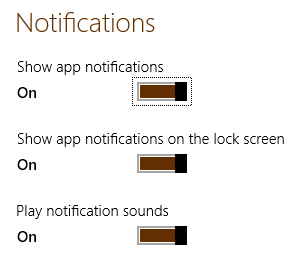 Windows 8 - PC Settings - Notifications