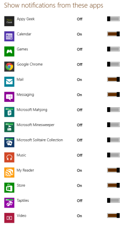 Windows 8 - PC Settings - Notifications