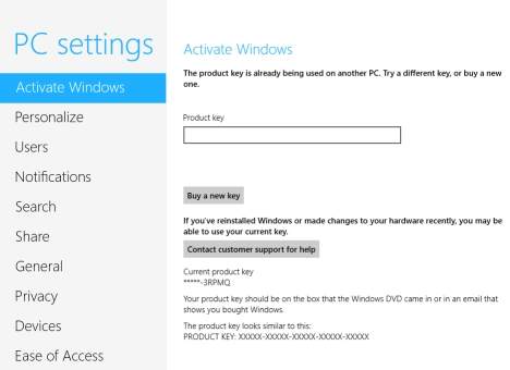 Windows 8 - Product Key is not valid