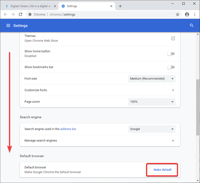 Set chrome as default browser broring