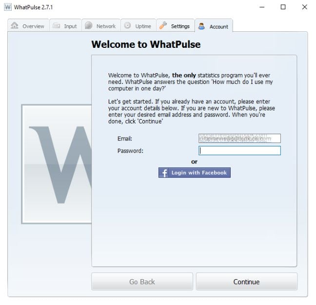 WhatPulse, la pressione dei tasti, click del mouse