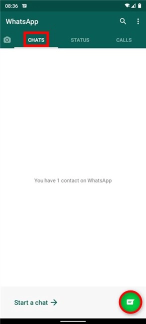 Starting a chat on WhatsApp