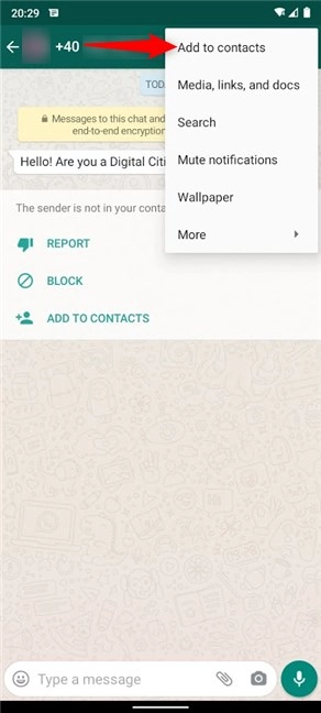 Select Add to contacts