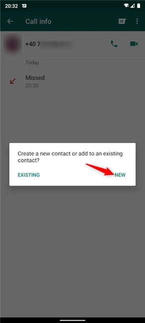 Choose to create a New contact