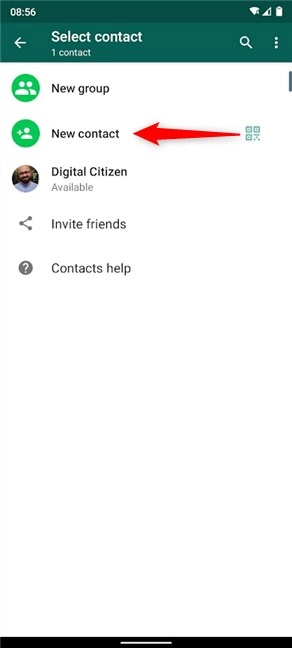 Choose New contact