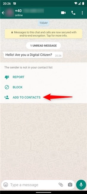 Tap on Add to contacts