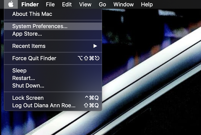 System Preferences in the Apple menu