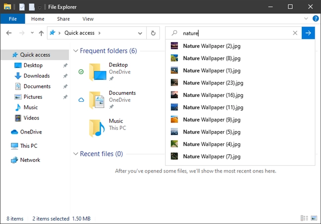 The search in File Explorer is powered by Windows Search