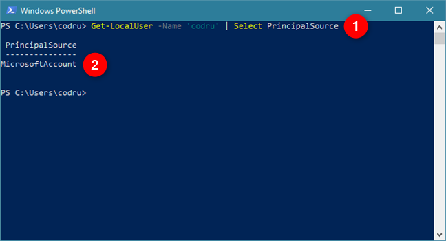 This PowerShell command tells you what type of account you are using