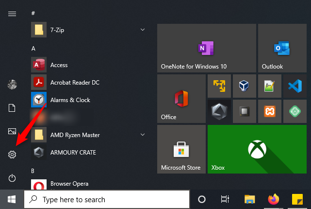 Opening Windows 10's Settings app