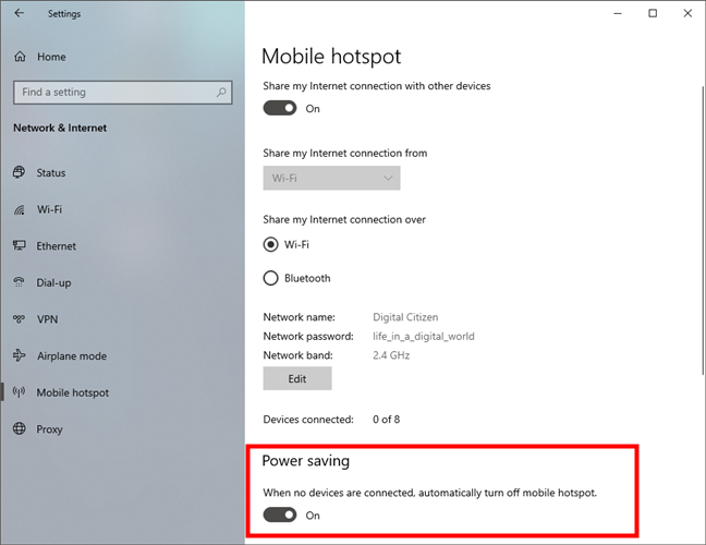 When no devices are connected, automatically turn off the mobile hotspot