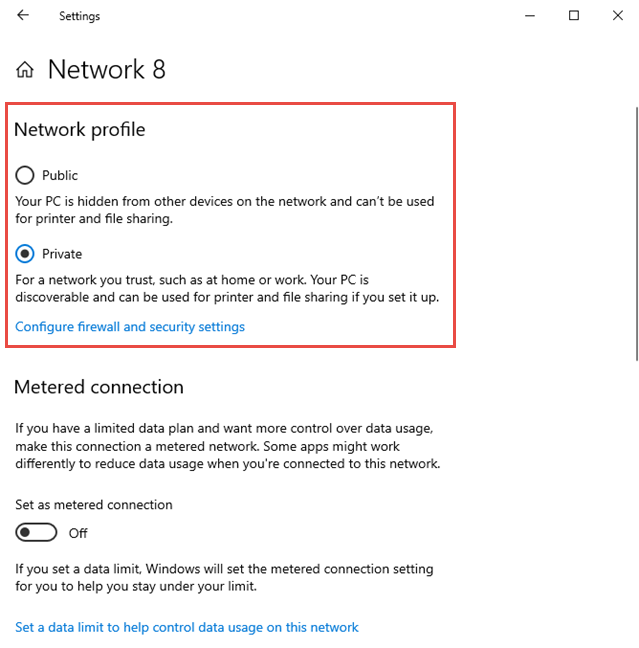 windows 10 change network profile command line